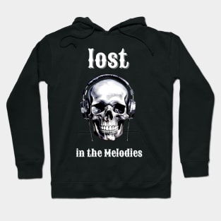 skull with headphones lost in the melodies Hoodie